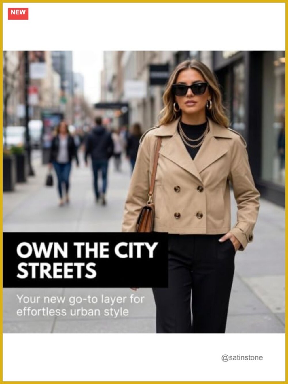 Oversized Cropped Lapel Jacket โ Relaxed Fit Double-Breasted Trench - Picture 4 of 6